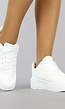 Basic Witte lederlook Sneakers met Plateauzool