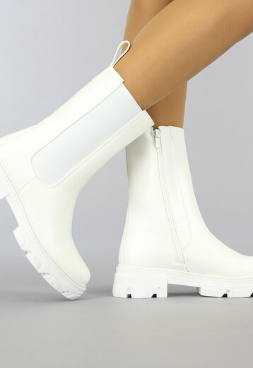 BF2023 Witte Chelsea Boots met Rits