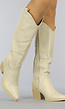 Beige lederlook Cowboylaarzen met Rits