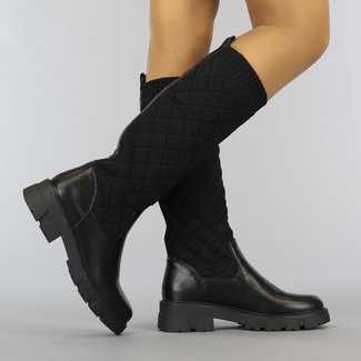 OP=OP.13 Zwarte Geruite Sock Boots