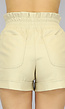 Beige Lederlook Paperbag Short met Zakken