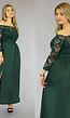 Groene Off-Shoulder Galajurk met Kant en Split