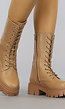 BF2023 Bruine Lederlook Veterboots met Rits