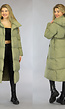 Lange Groene Oversized Winterjas met Tailleband