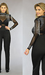 Zwarte Glitter Jumpsuit met Schoudervulling