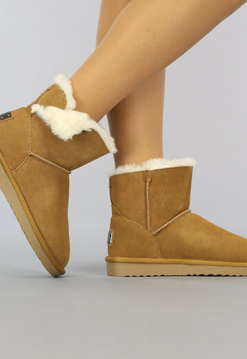 BF2023 Camel Suède Gevoerde Snowboots met Omslag