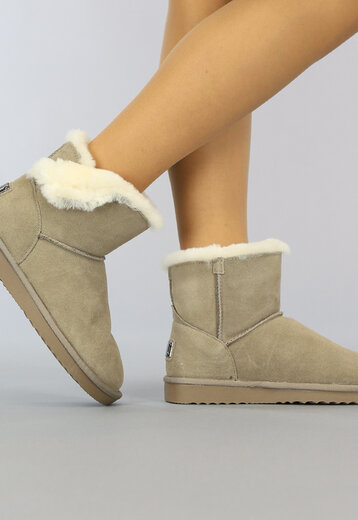 BF2023 Taupe Suède Gevoerde Snowboots met Omslag