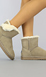 Taupe Suède Gevoerde Snowboots met Omslag