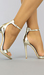 Gouden Stiletto Sandaletten met Peeptoe