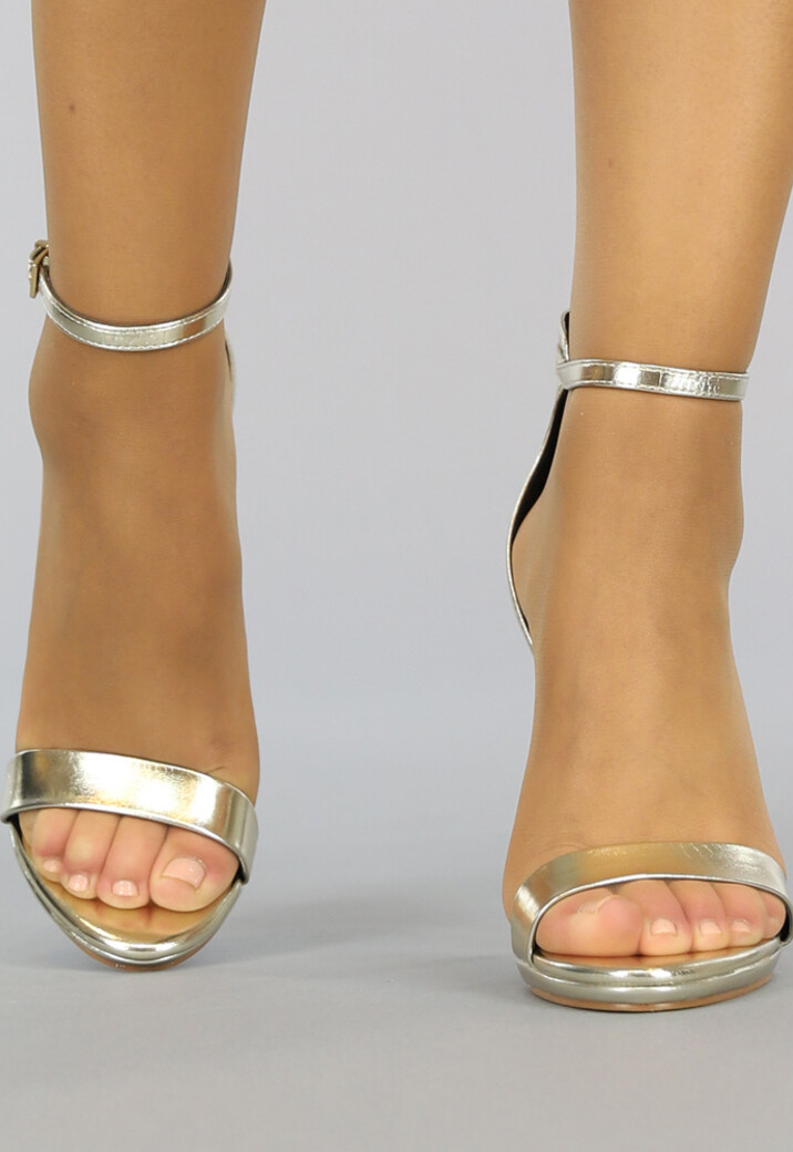 Gouden Stiletto Sandaletten met Peeptoe