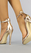 Champagne Stiletto Sandaletten met Peeptoe