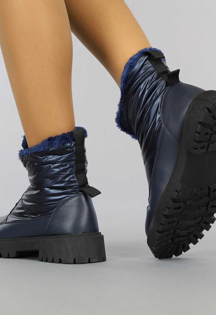 Donkerblauwe Snowboots met Grove Zool en Rits