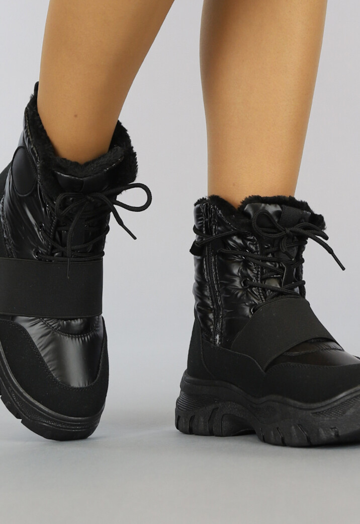 Zwarte Snowboots met Elastische Band