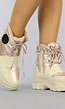 Beige/Rosé Snowboots met Elastische Band