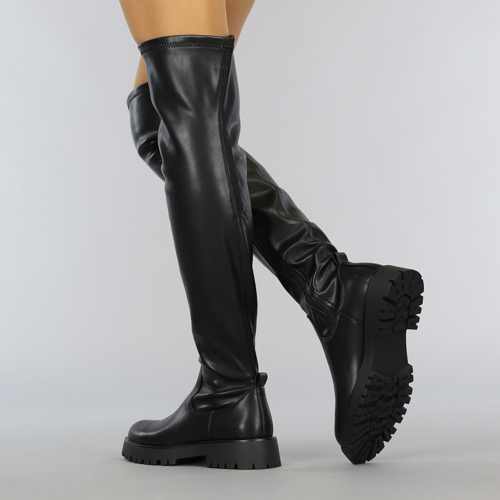 zwarte overknee laarzen