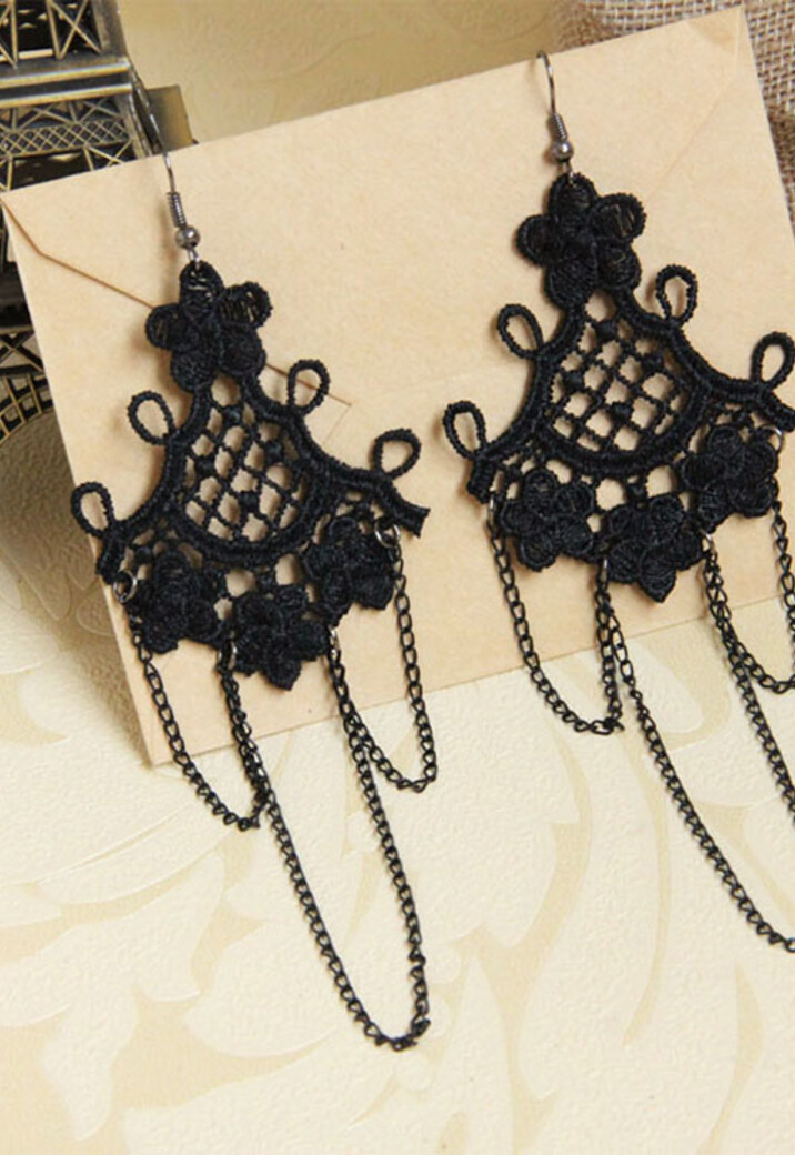 Zwarte Gehaakte Oorbellen