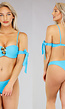Blauwe Push-Up Bikini met Strikjes - Broekje