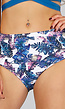 High Waist Bikini met Geplooid Leaf Print Broekje - Broekje