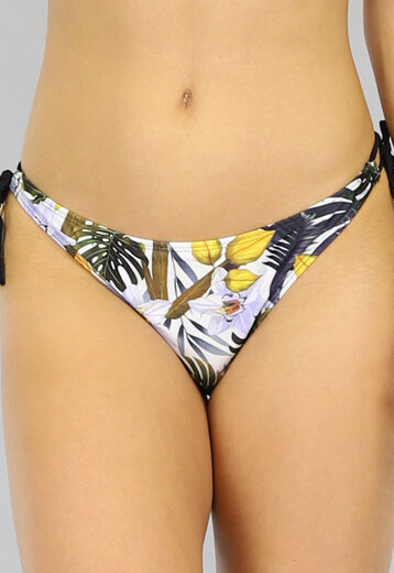 Gele Push-Up Bikini met Bloemenprint en Franje - Broekje