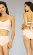 Lichtroze Geplooide High Waist Bikini - Broekje