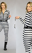Boevenjumpsuit Kostuum Zwart Wit met Riem en Handboeien
