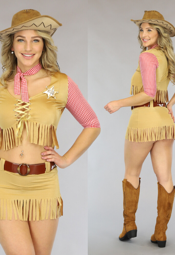 Kort Cowgirl Sheriff Kostuum