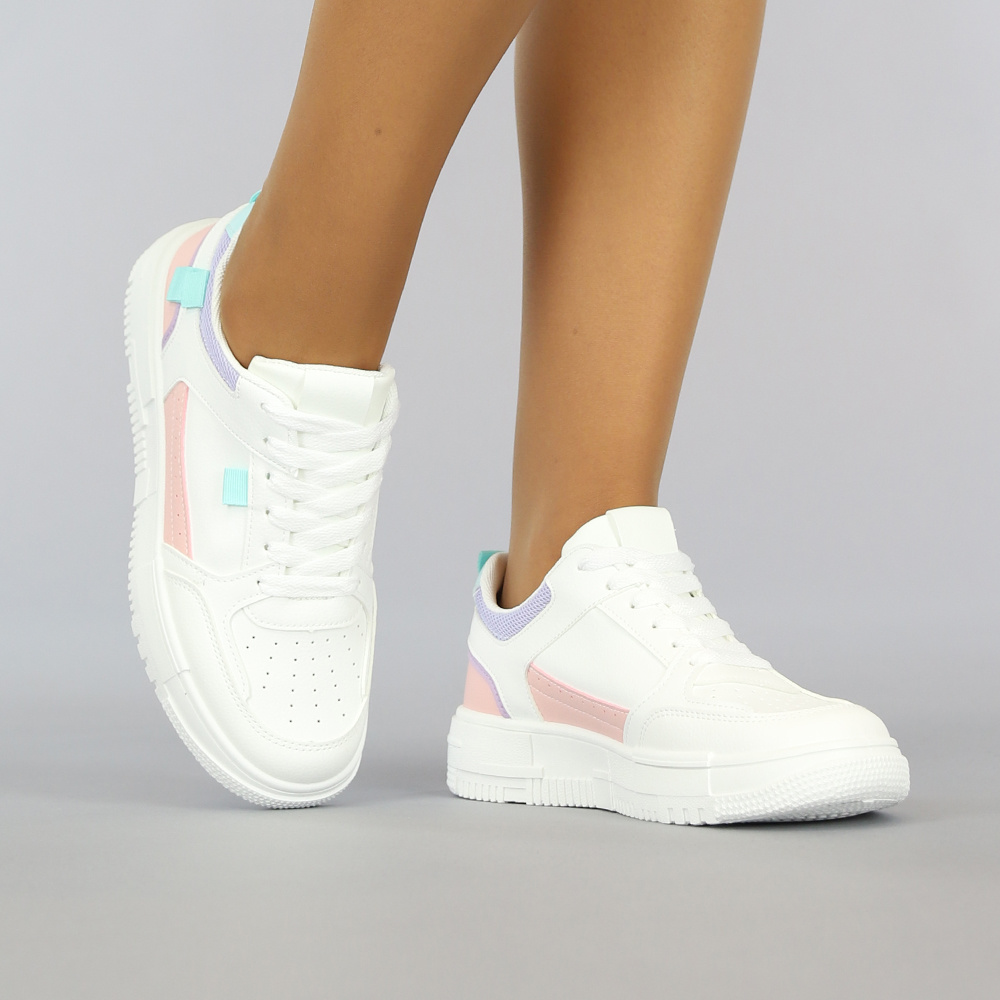 Witte Sneakers met Lichtroze Details - Uwantisell.nl