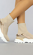 BF2023 Hoge Beige Sock Sneakers met Kettingdetail