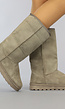 Basic Taupe Snowboots met Imitatiebont