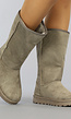 Basic Taupe Snowboots met Imitatiebont