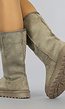 Basic Taupe Snowboots met Imitatiebont