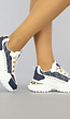 Blauwe Sneakers met Gouden Letter Opdruk