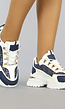 BF2023 Blauwe Sneakers met Gouden Letter Opdruk