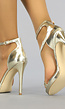 Gouden Stiletto Sandaletten met Schuine Bandjes