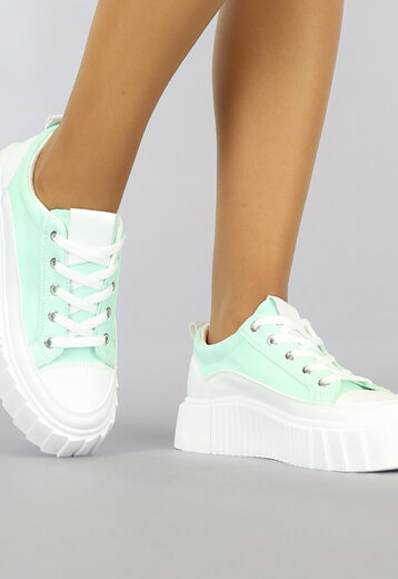 BF2023 Grove Mintgroene Sneakers met Plateauzool