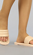 BF2023 Platte Nude Slippers met Geribbelde Band