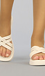 Beige Strappy Slippers met Crossover