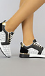 Zwarte Sneakers met Print en Gouden Details