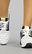 Zwarte Sneakers met Print en Gouden Details