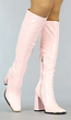Lichtroze Lak Laarzen met Stevige Hak