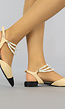 BF2023 Spitse Beige Sandalen met Pareltjes