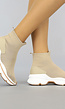 Hoge Beige Sock Instap Sneakers