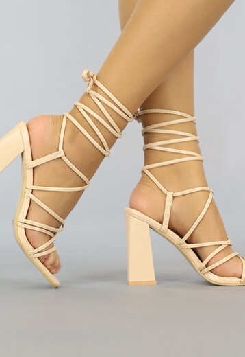 SALE80 Beige Strappy Wikkel Sandaletten