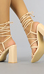 Beige Strappy Wikkel Sandaletten