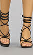 Zwarte Wikkel Sandaletten met Driehoek Hak