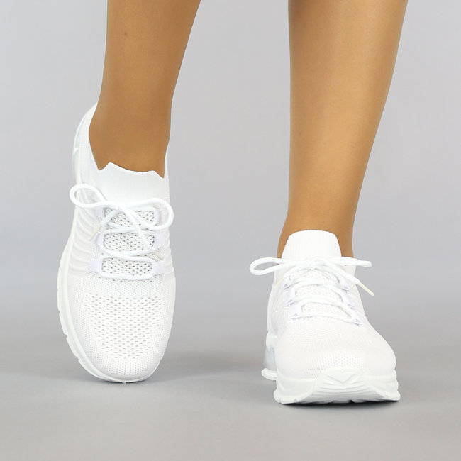 Elastische Witte Sneakers Strepen -