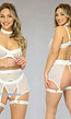 Wit 4-Delig Fishnet Lingerie Setje