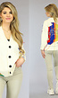 Beige Knitted Vest met Multicolor Details