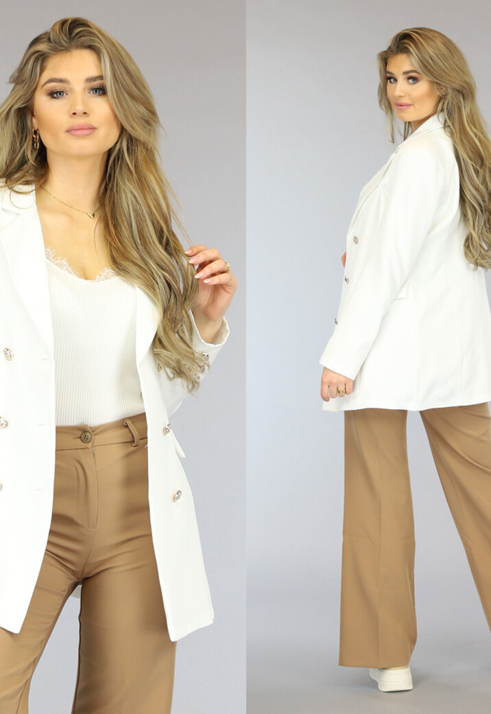 Halflange Witte Button Blazer