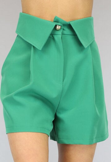 BF2023 Groen Wide Leg Pantalon Short met Omslag